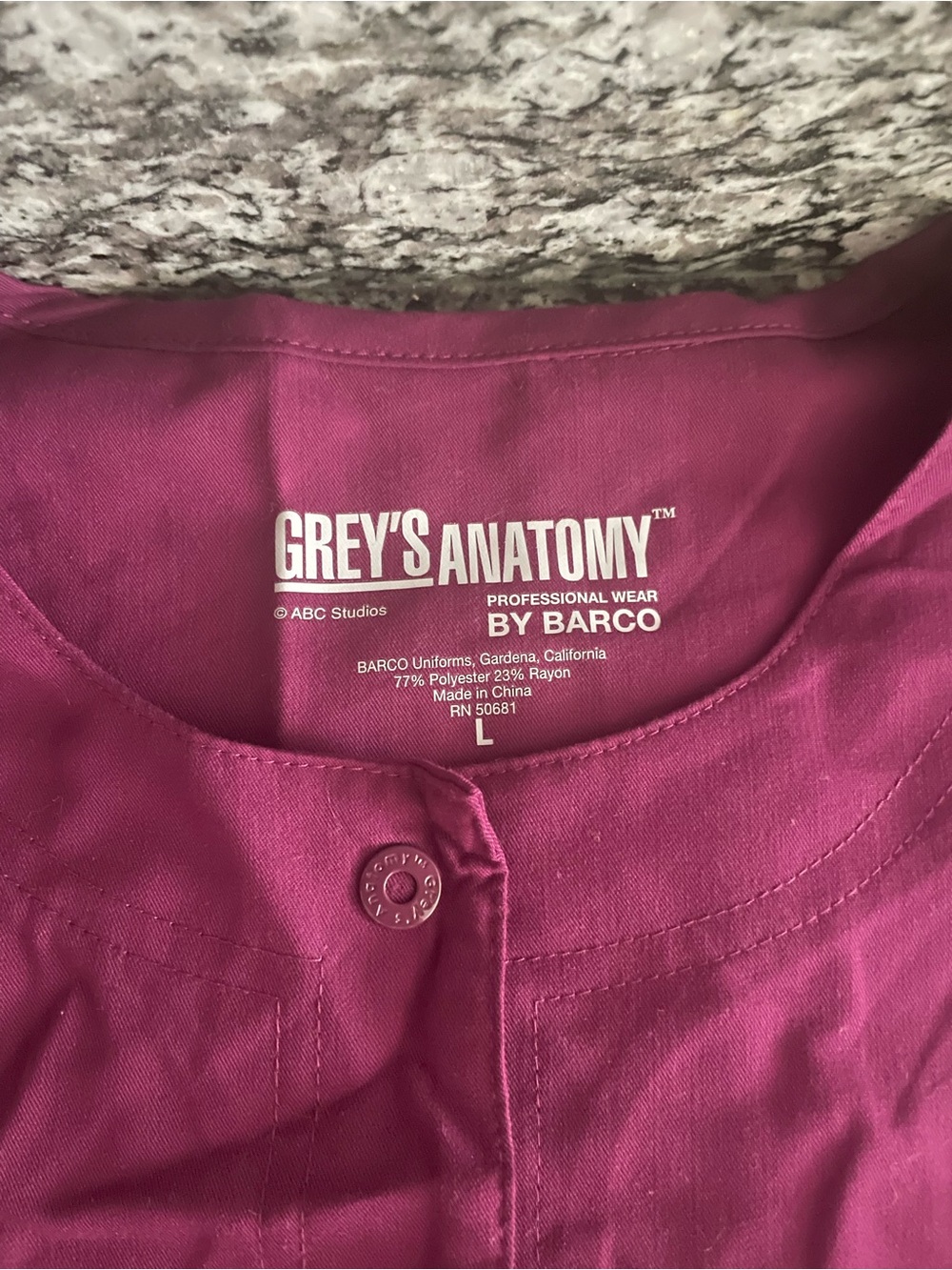 Grey's Anatomy Women's Fuchsia Button-Front Medical Top by Barco